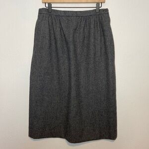 Vintage Pendleton 100% Pure Virgin Wool USA Made Charcoal Midi Pencil Skirt 14